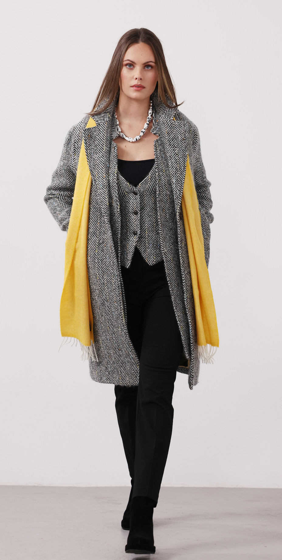 Black & White Herringbone Gilet with Pockets