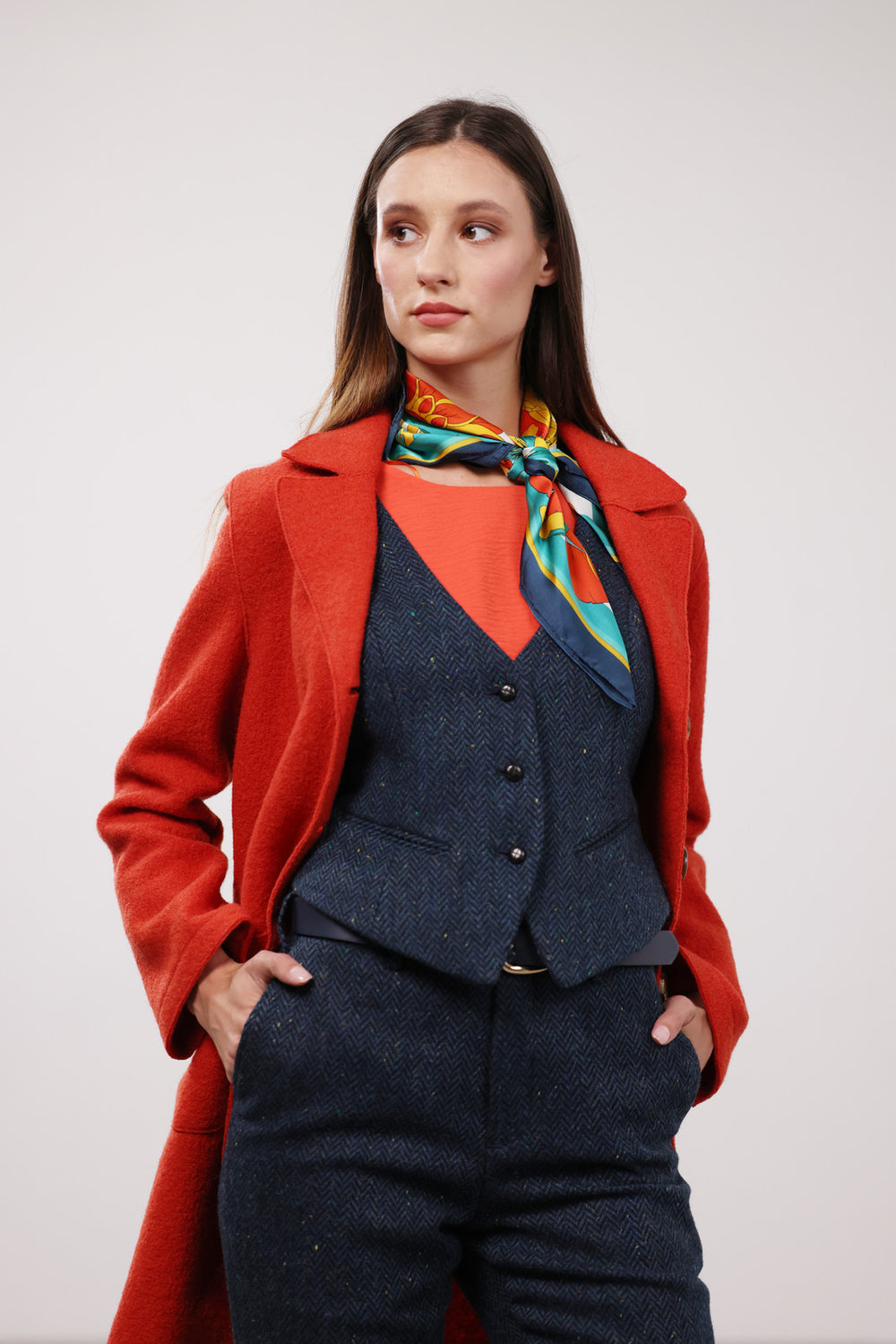 Women's Orange Swing Coat