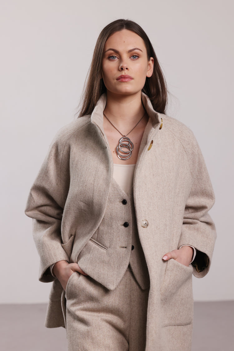 Women's Fawn Tweed Cape Coat