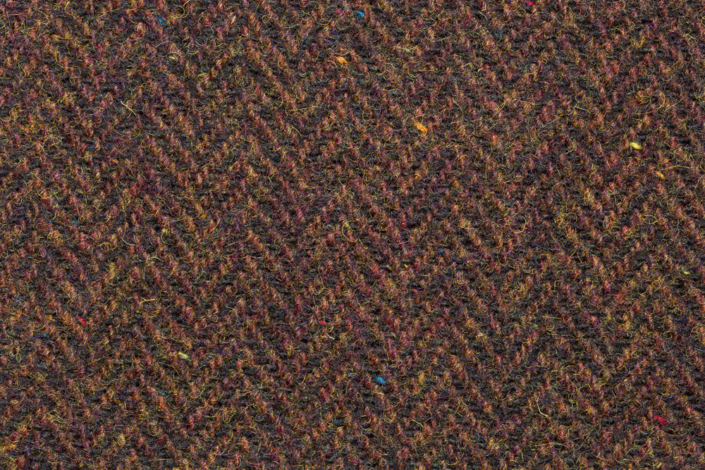 Brown Herringbone Tweed Snood Scarf with Reversible Velvet