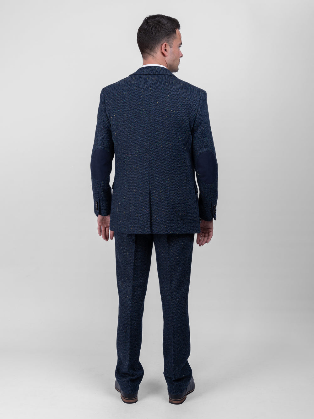 Blue Herringbone Tweed Three Piece Suit