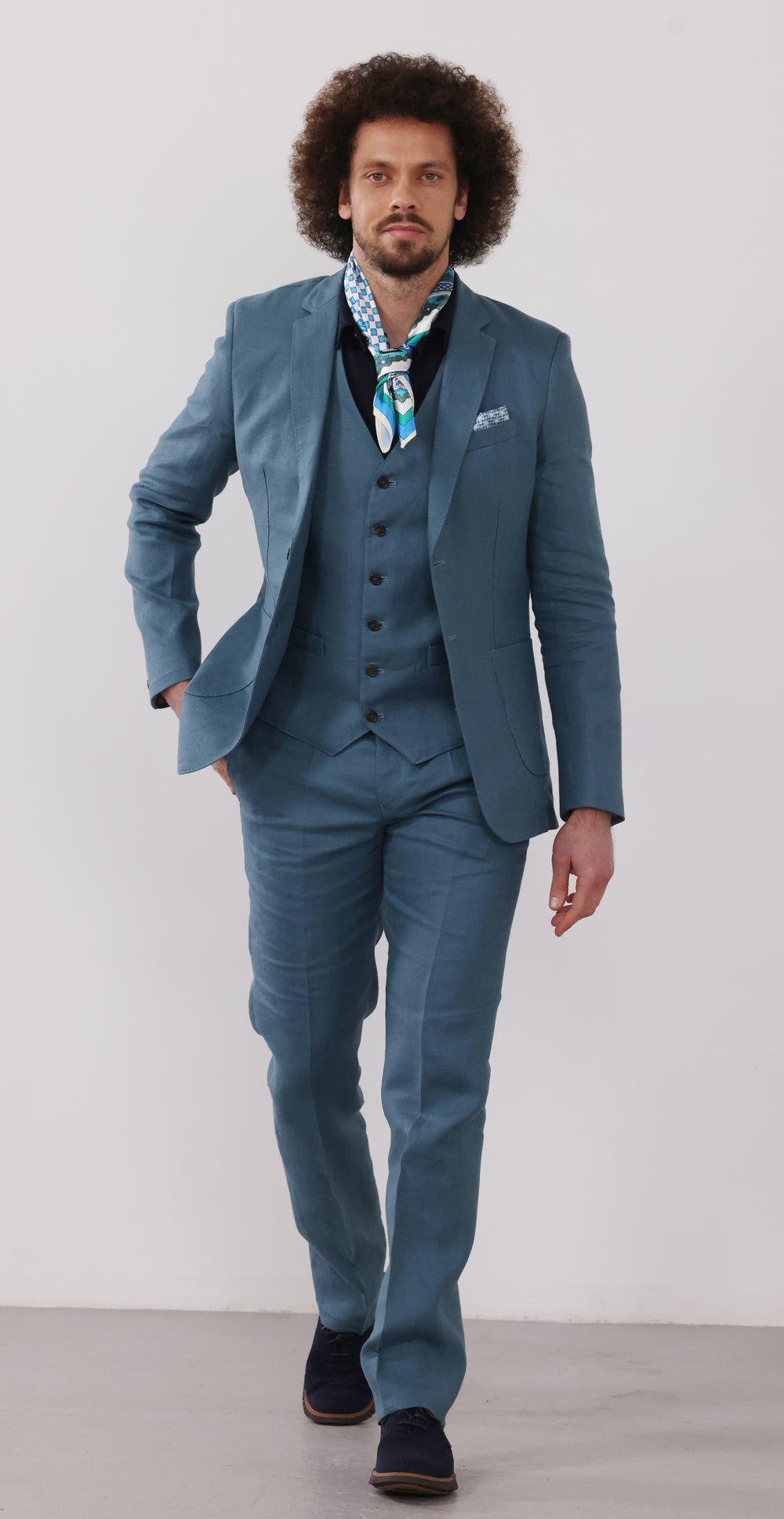 Mens Seafoam Linen Waistcoat & Vest