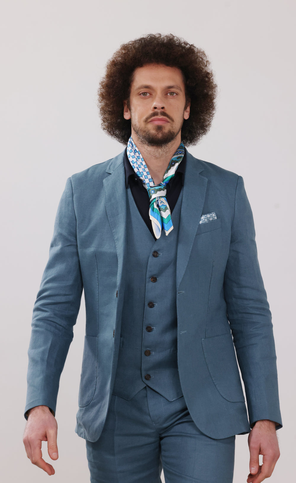 Mens Seafoam Linen Waistcoat & Vest