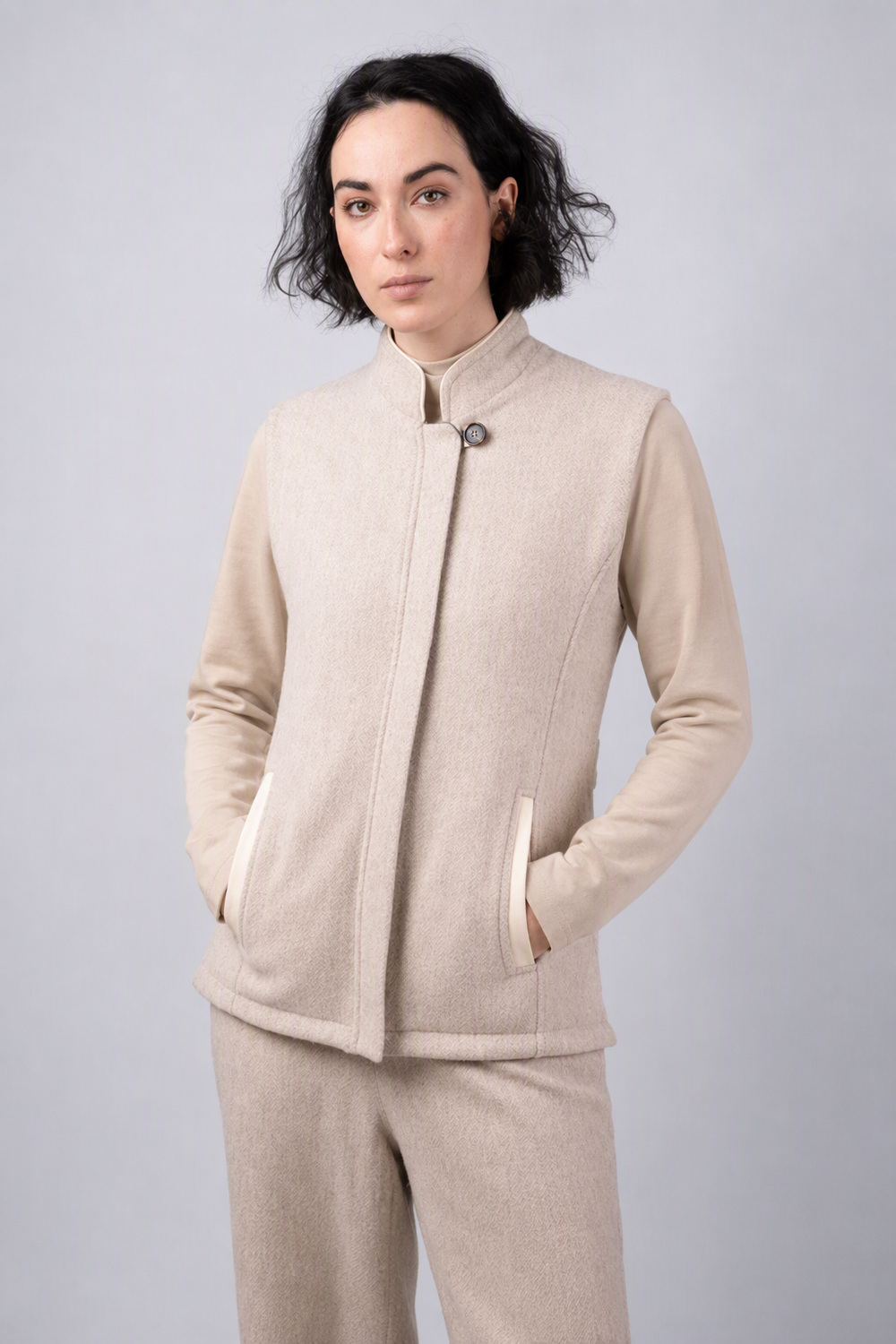 Women's Alpaca Tweed Bodywarmer With Moleskin Trims