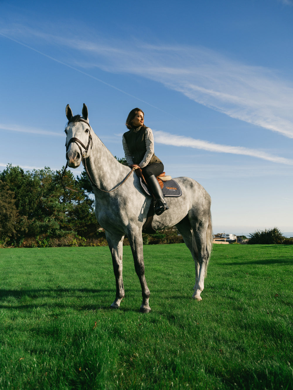 The Constance Moss Green Tweed Jacket With Natural Cable Knit Sleeve