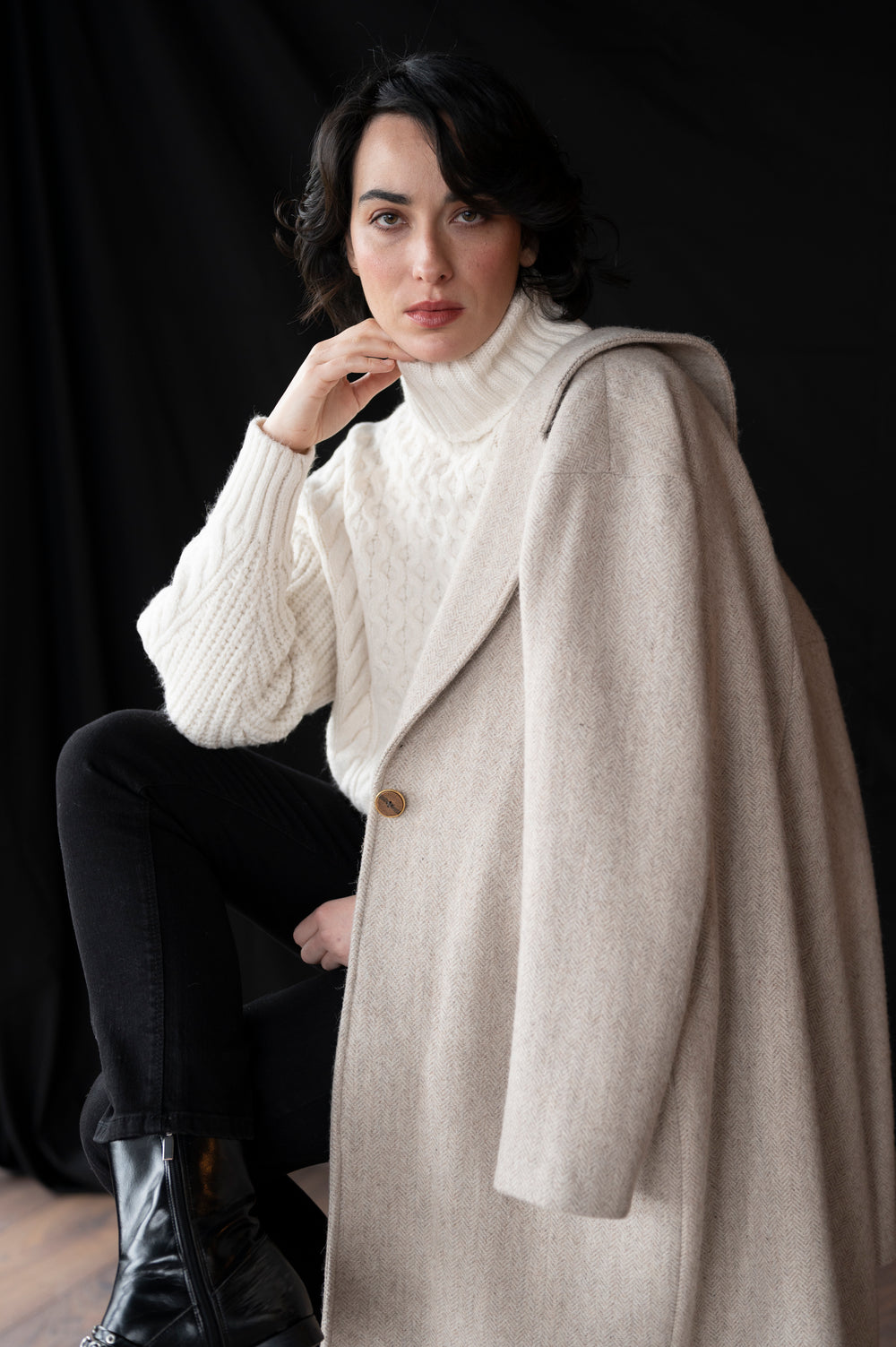 Manteau de ville en alpaga pour femme