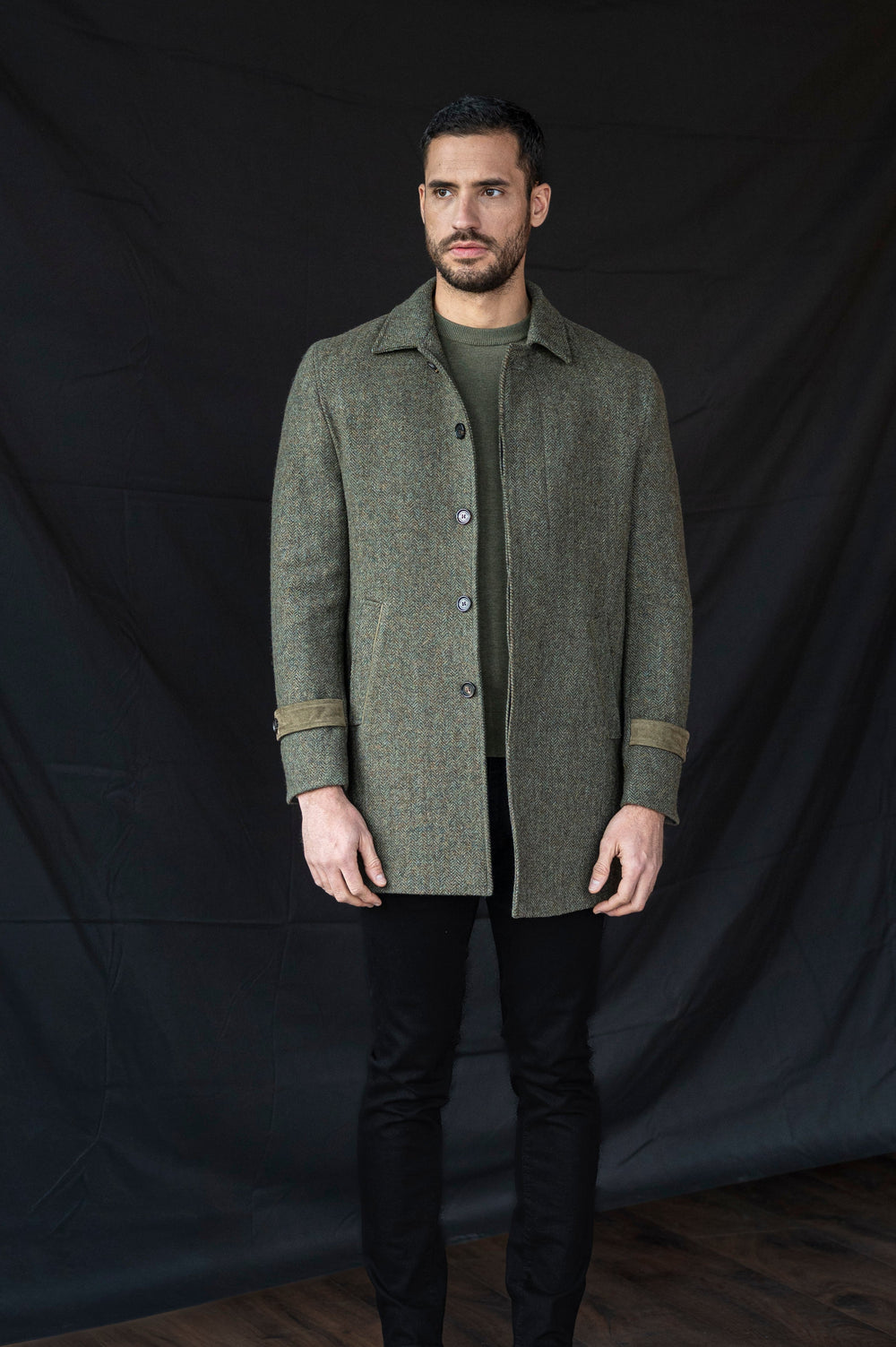 Men's Moss Green Tweed City Coat
