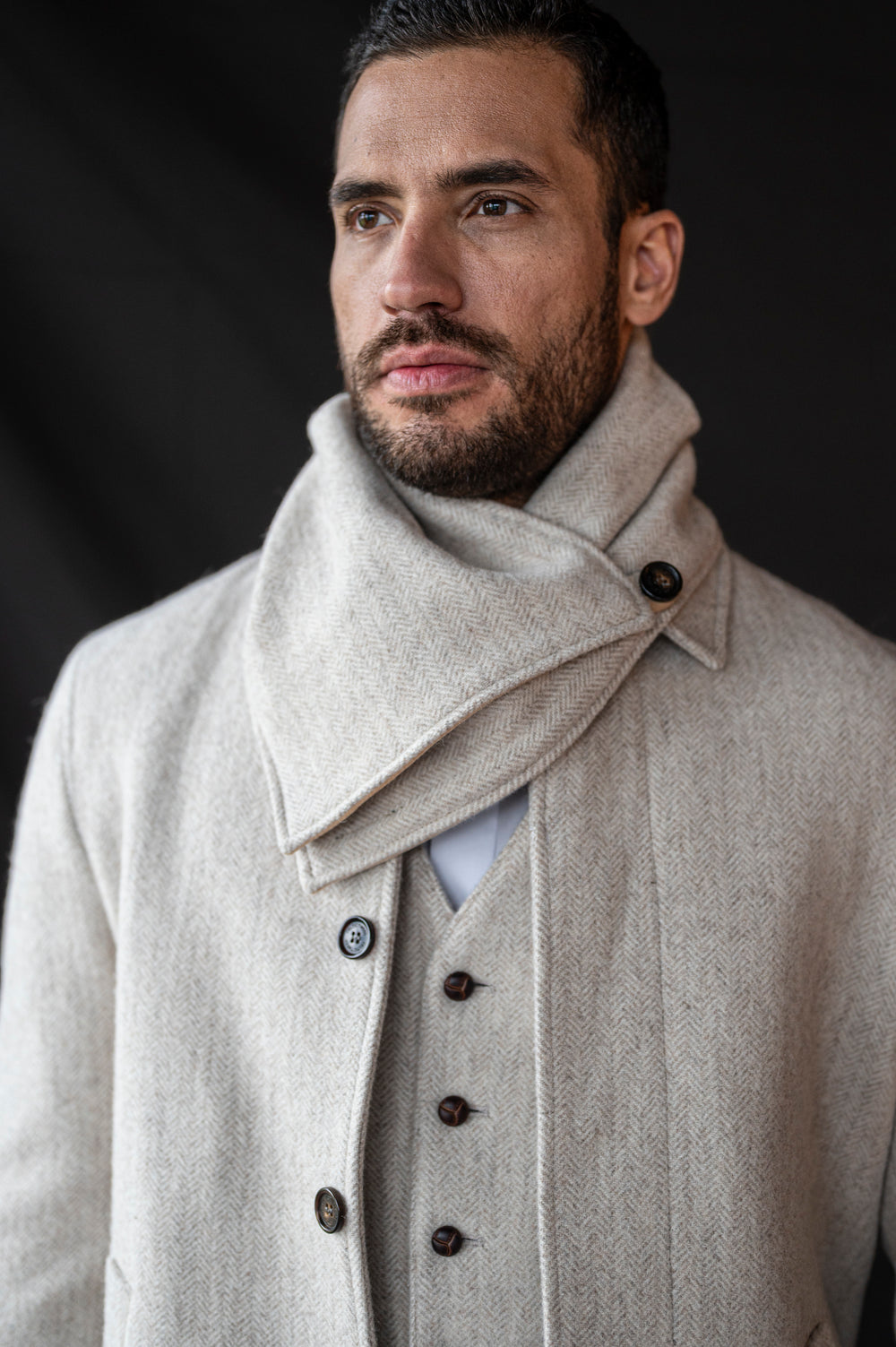 Mens Alpaca Wool Tweed Snood Scarf With Reversible Velvet