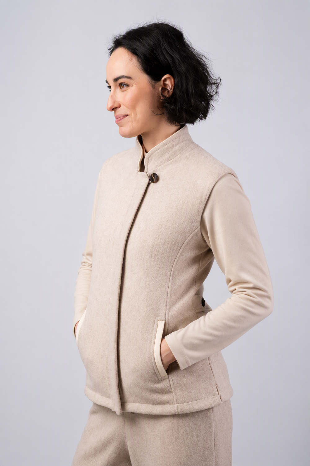 Women's Alpaca Tweed Bodywarmer With Moleskin Trims