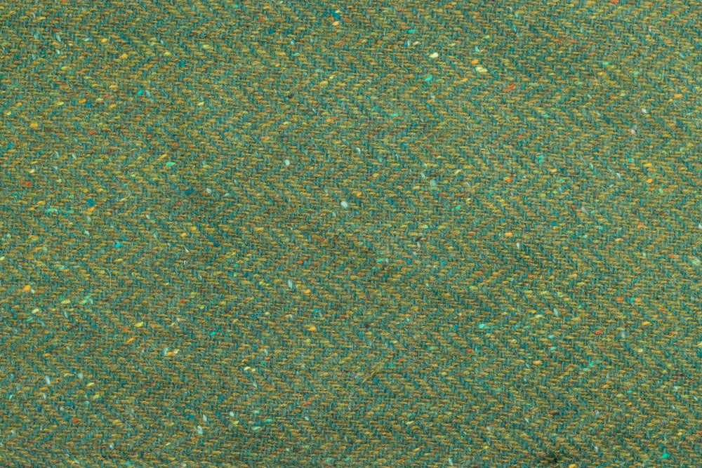 Emerald Green Herringbone Tweed Snood Scarf with Reversible Velvet