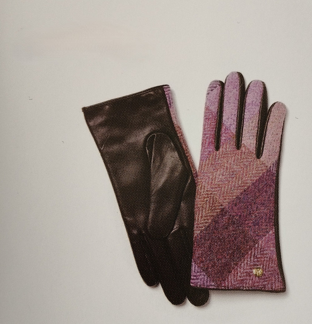 Womens Harris Tweed Gloves Pink Check