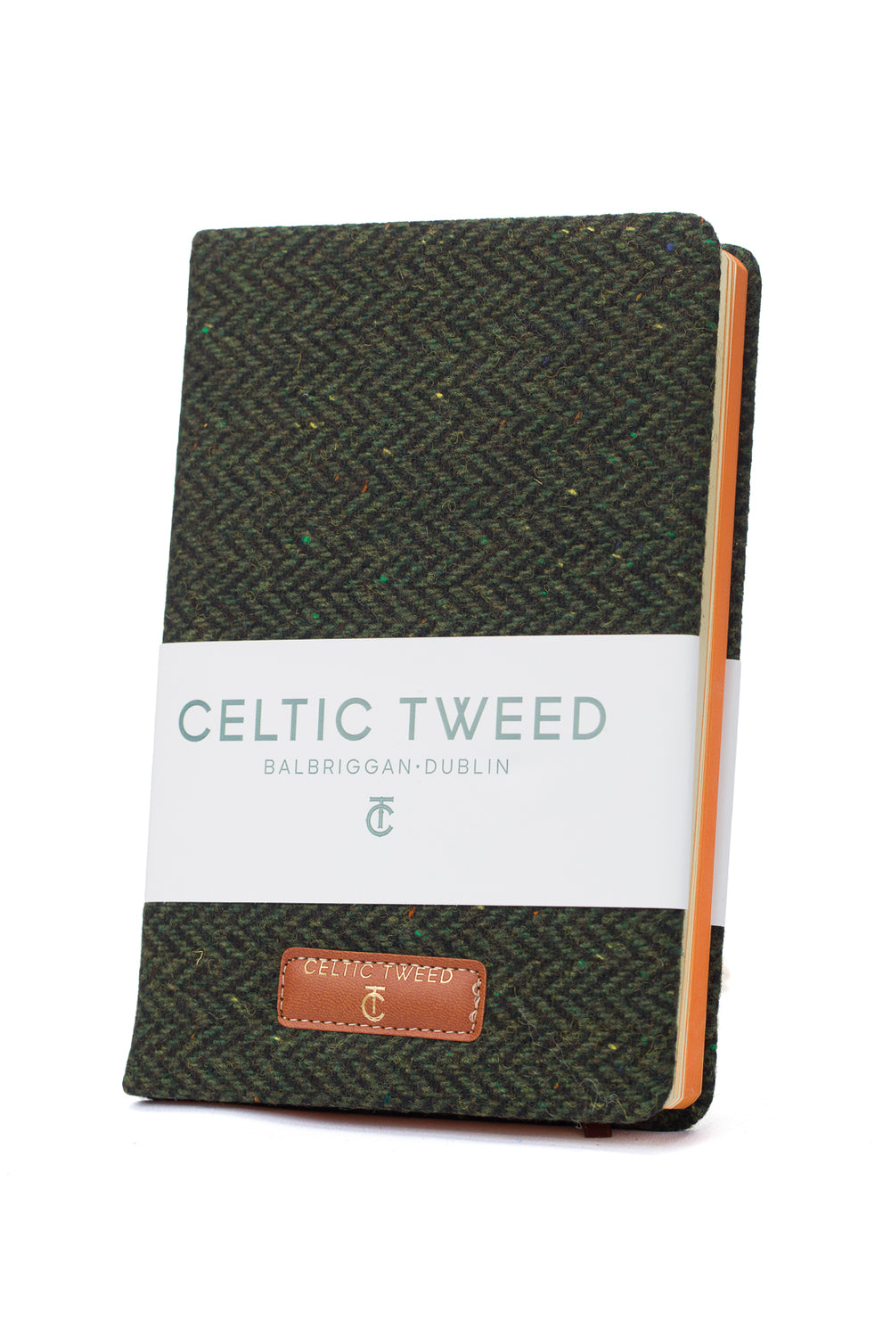 Green Herringbone Tweed A5 Notebook
