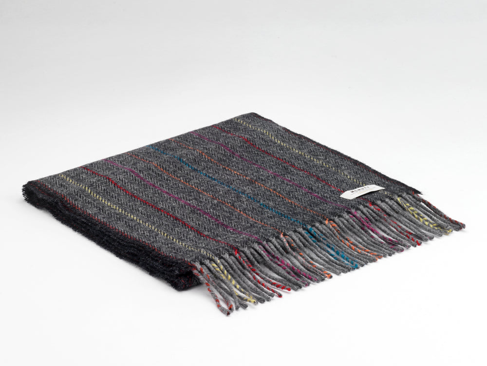 Lambswool Charcoal Rainbow Scarf
