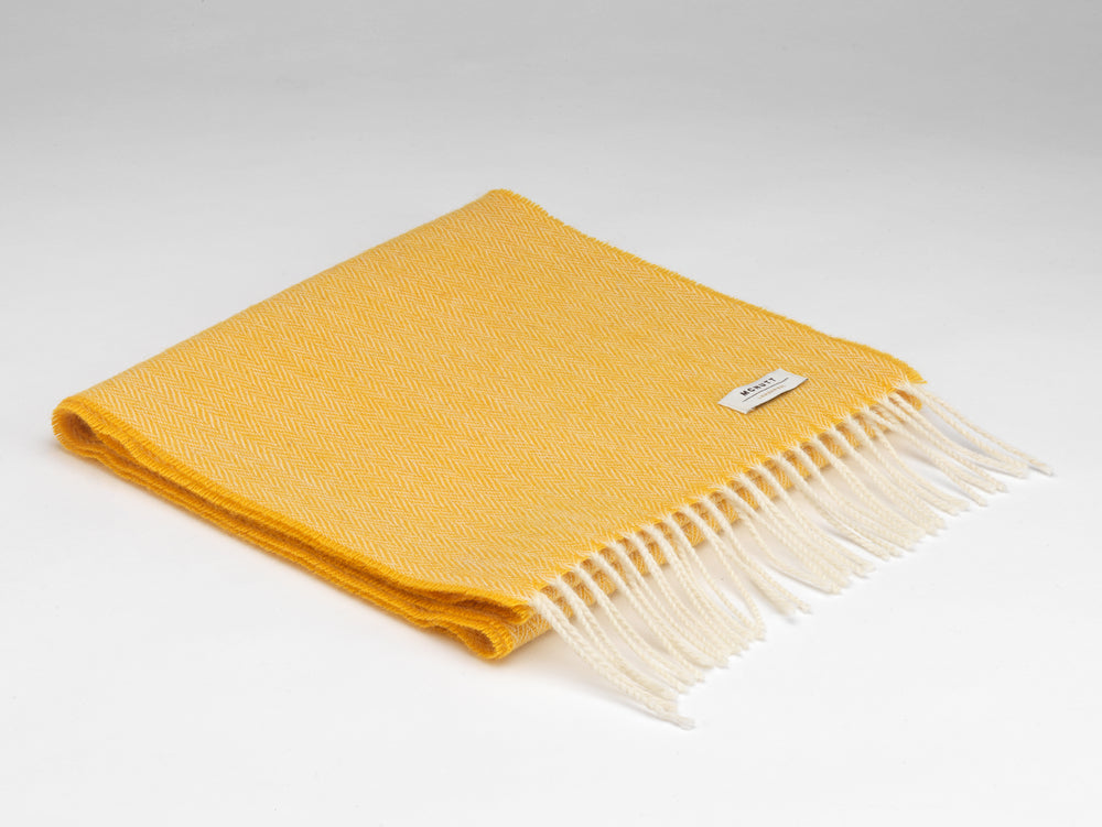 Lambswool Sunflower Yellow Herringbone Scarf
