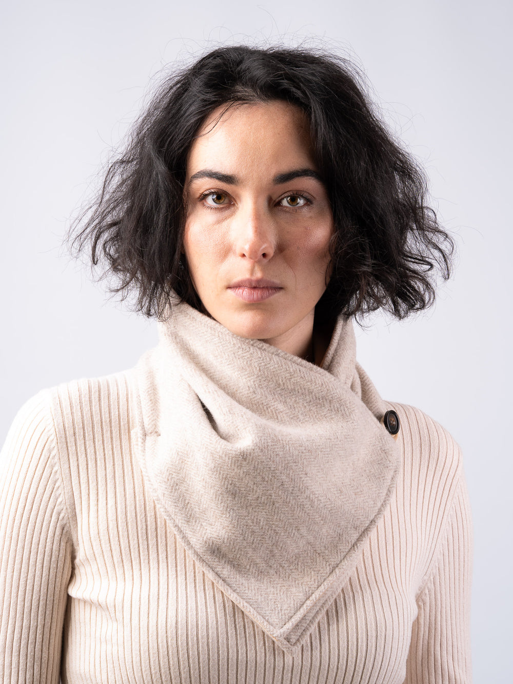 Alpaca Wool Tweed Snood Scarf With Reversible  Velvet