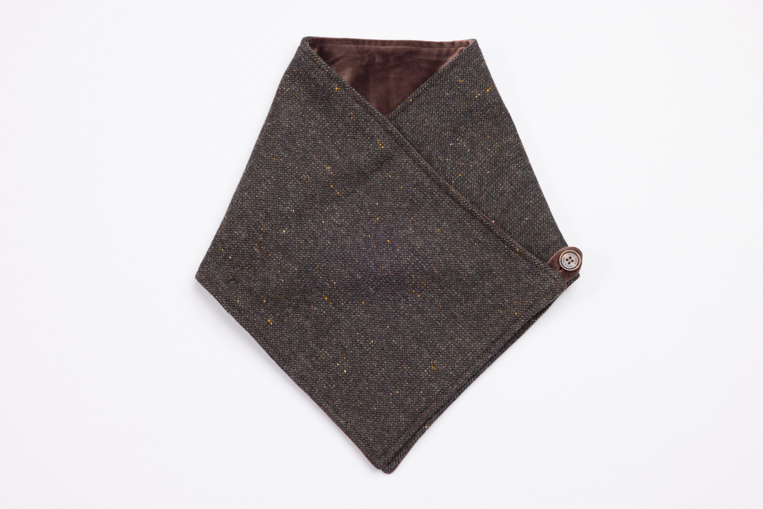 Brown Hopsack Tweed Snood with Reversible Velvet Luxury Men's