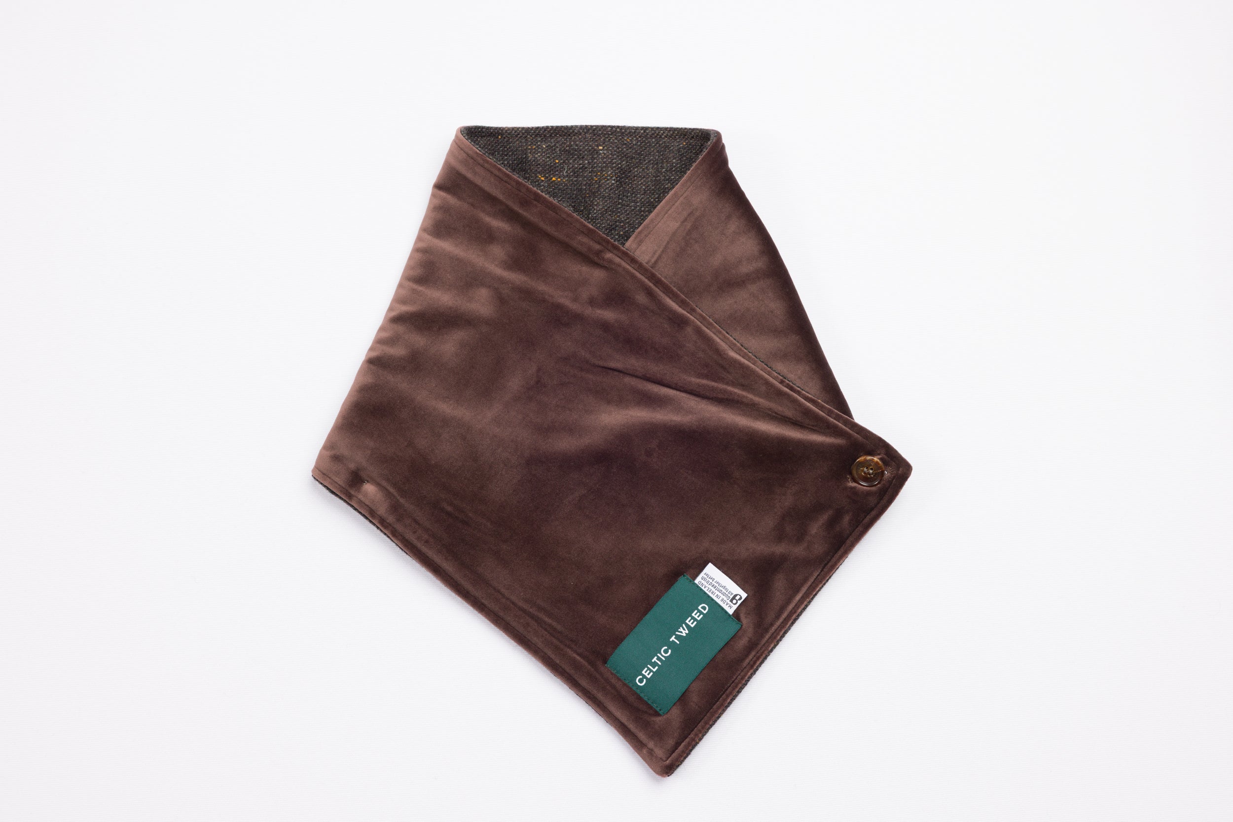 Brown Hopsack Tweed Snood with Reversible Velvet Luxury Men's