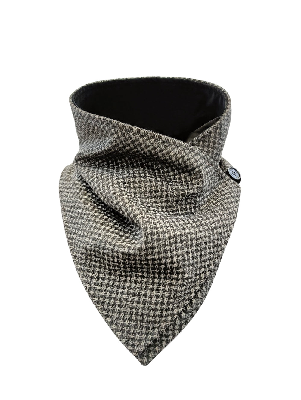 Écharpe tube en tweed à carreaux gris foncé avec écharpe tube réversible en velours noir