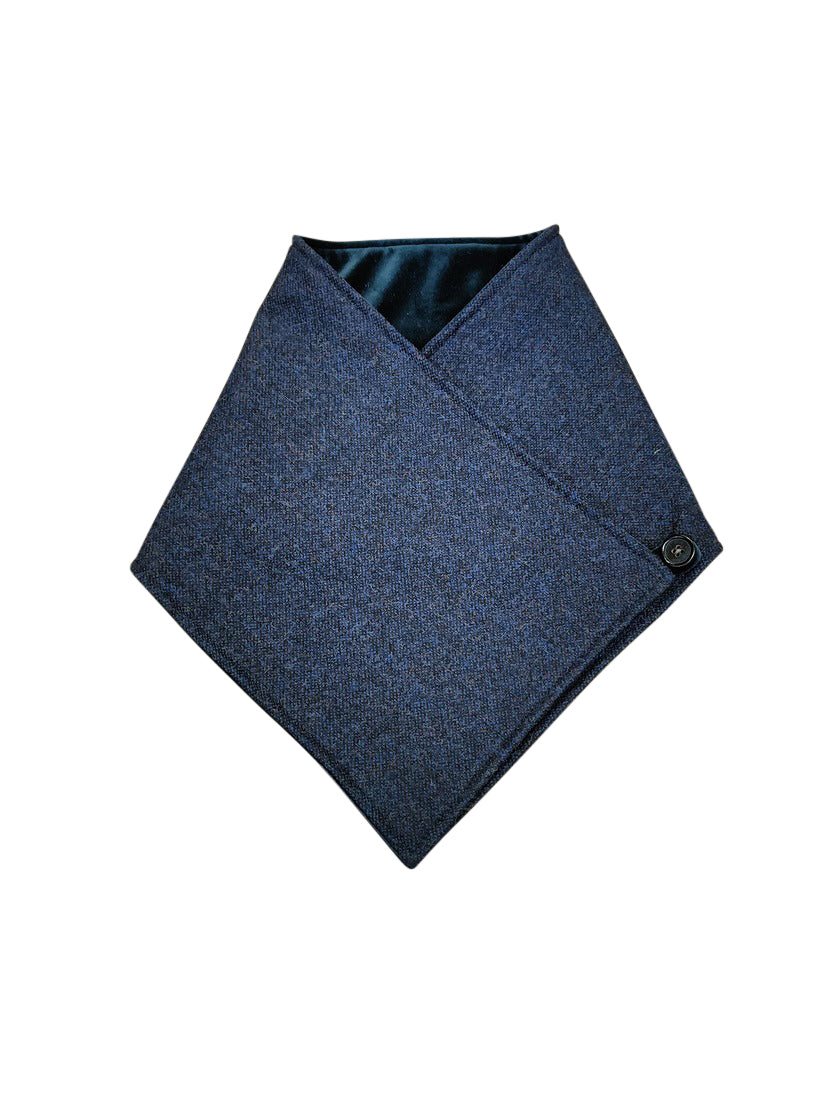 Navy Tweed Snood Scarf with Reversible Velvet