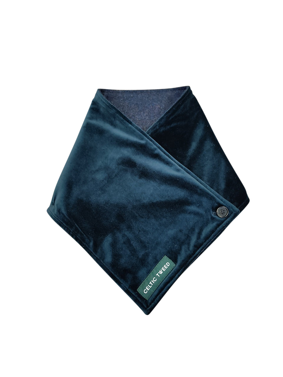 Navy Tweed Snood Scarf with Reversible Velvet