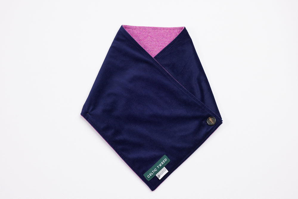 Orchid Herringbone Tweed Snood Scarf with Reversible Velvet