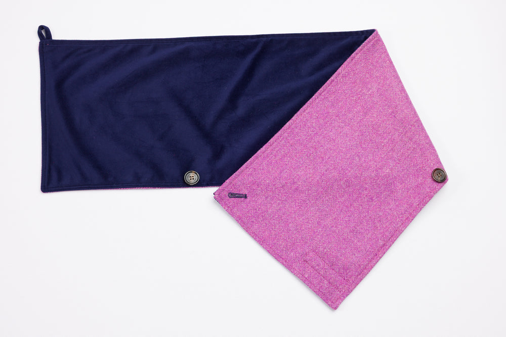 Orchid Herringbone Tweed Snood Scarf with Reversible Velvet