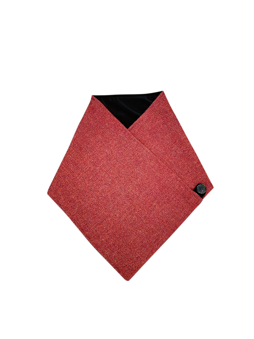 Orange Tweed Snood Scarf with Reversible Velvet Snood