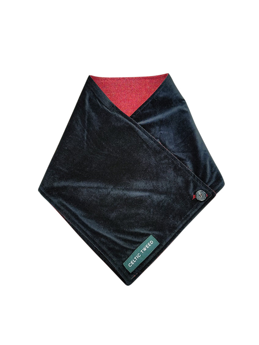 Orange Tweed Snood Scarf with Reversible Velvet Snood