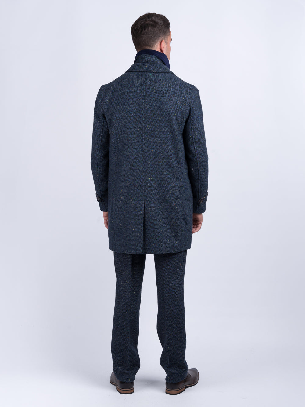 Men's Blue Herringbone City Coat