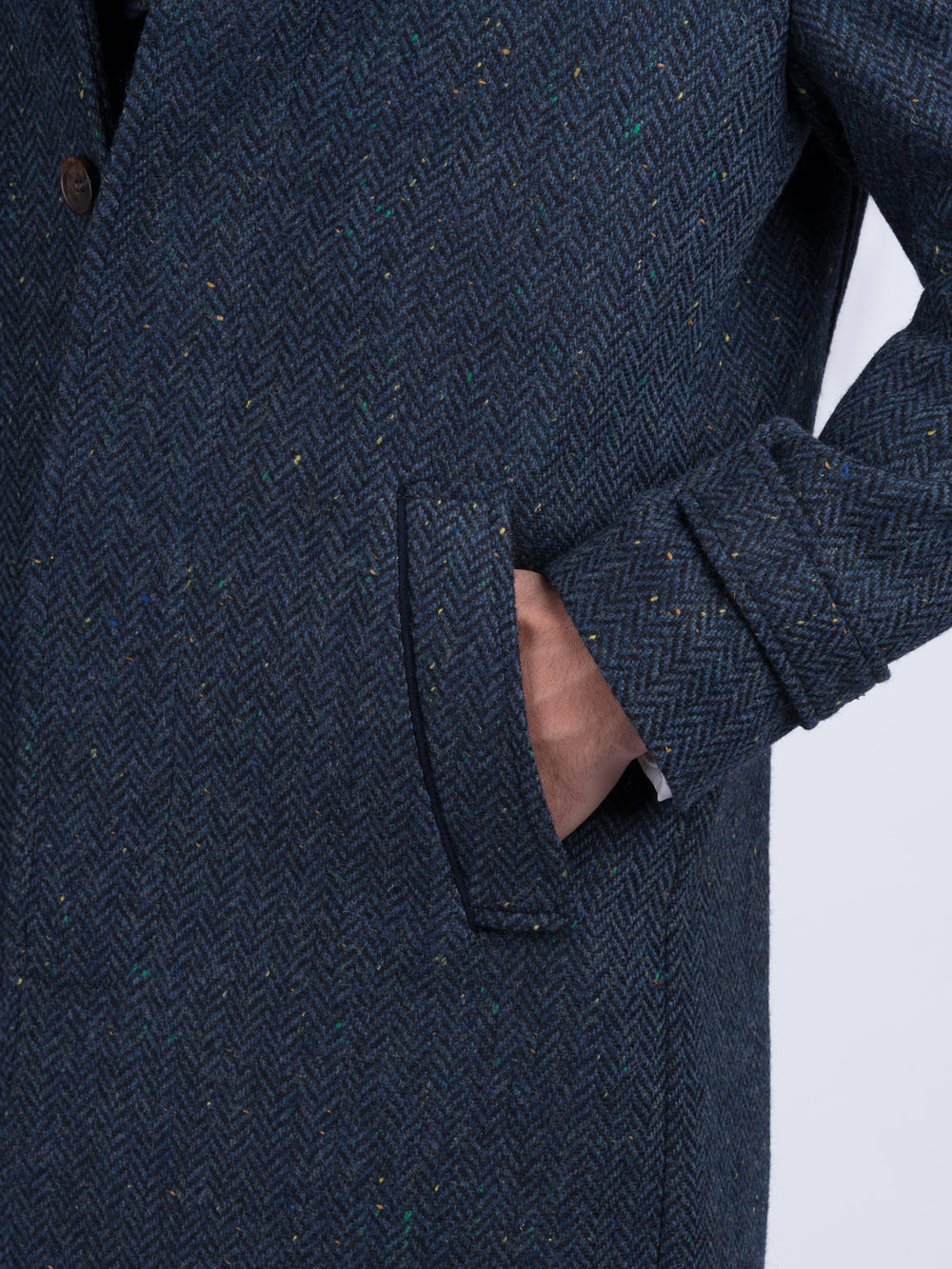 Men's Blue Herringbone City Coat