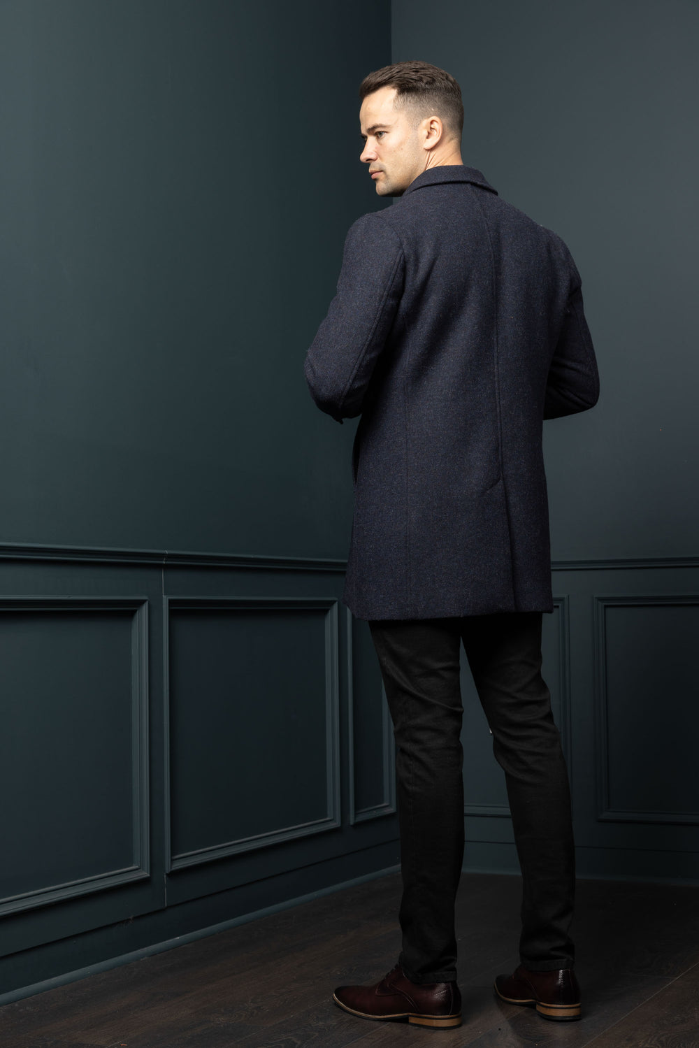 Men's Navy Tweed City Coat