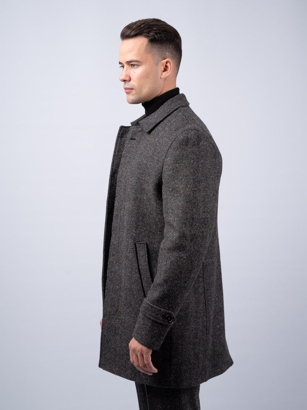 Men's Smoke Herringbone City Coat — Available to Preorder Now