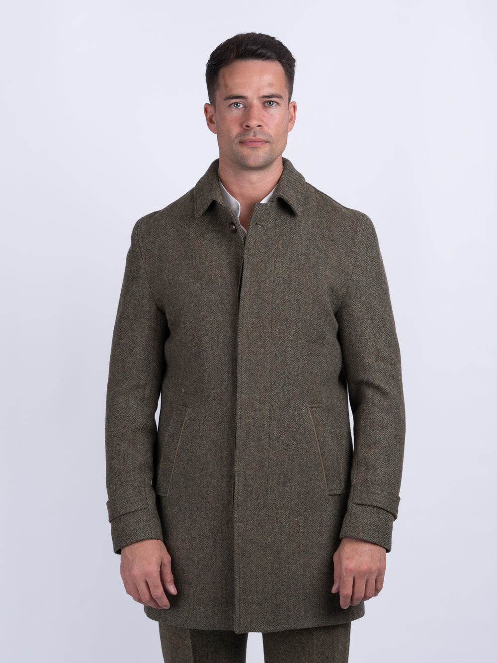 Men's Moss Green Tweed City Coat