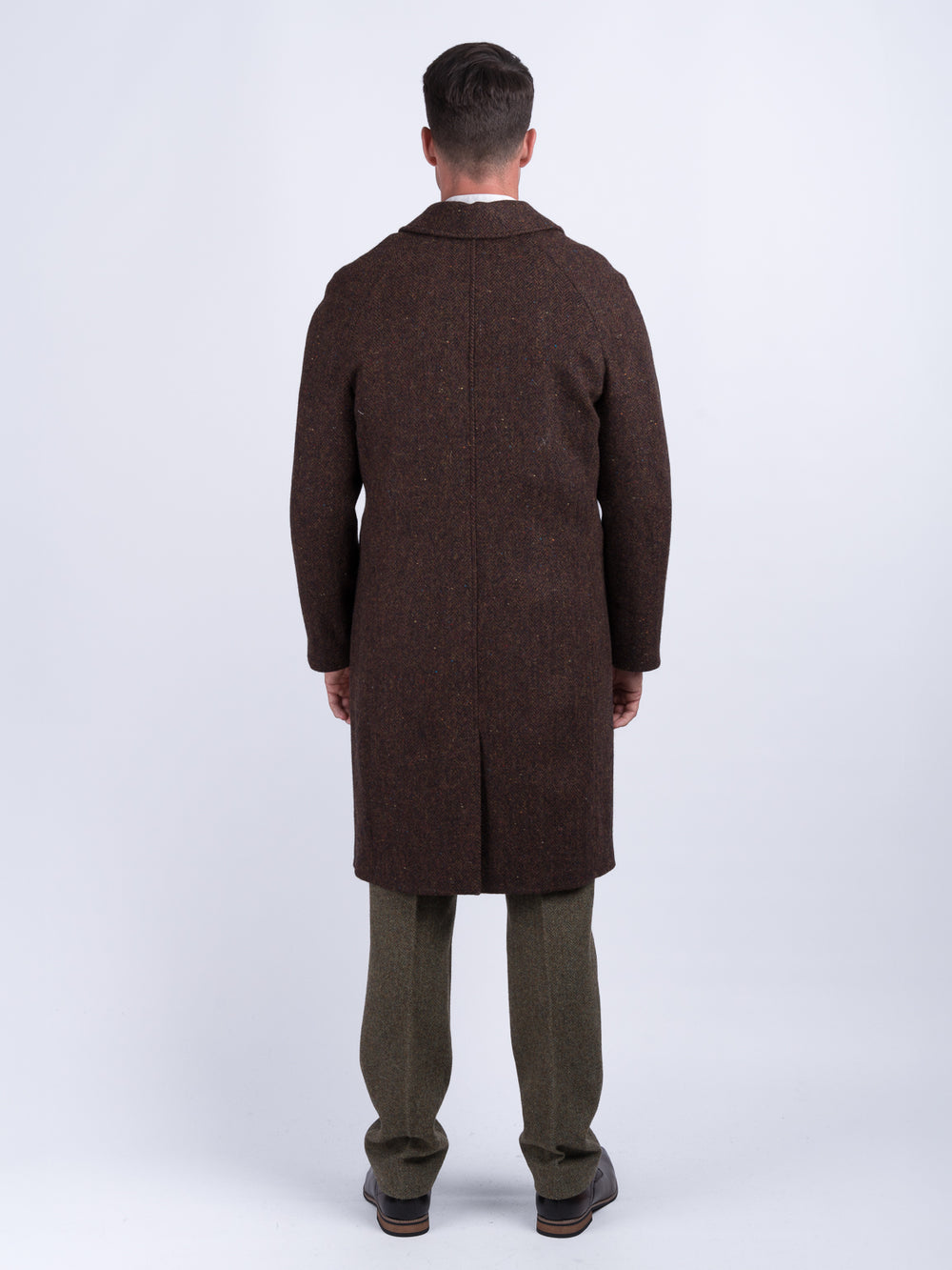 Men's Brown Herringbone Raglan Overcoat