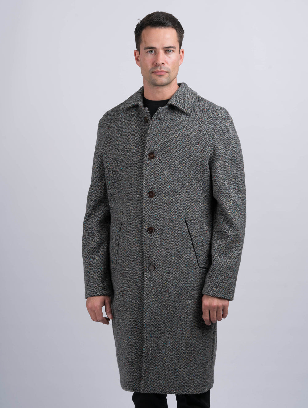 Men's Silver And Grey Raglan Overcoat