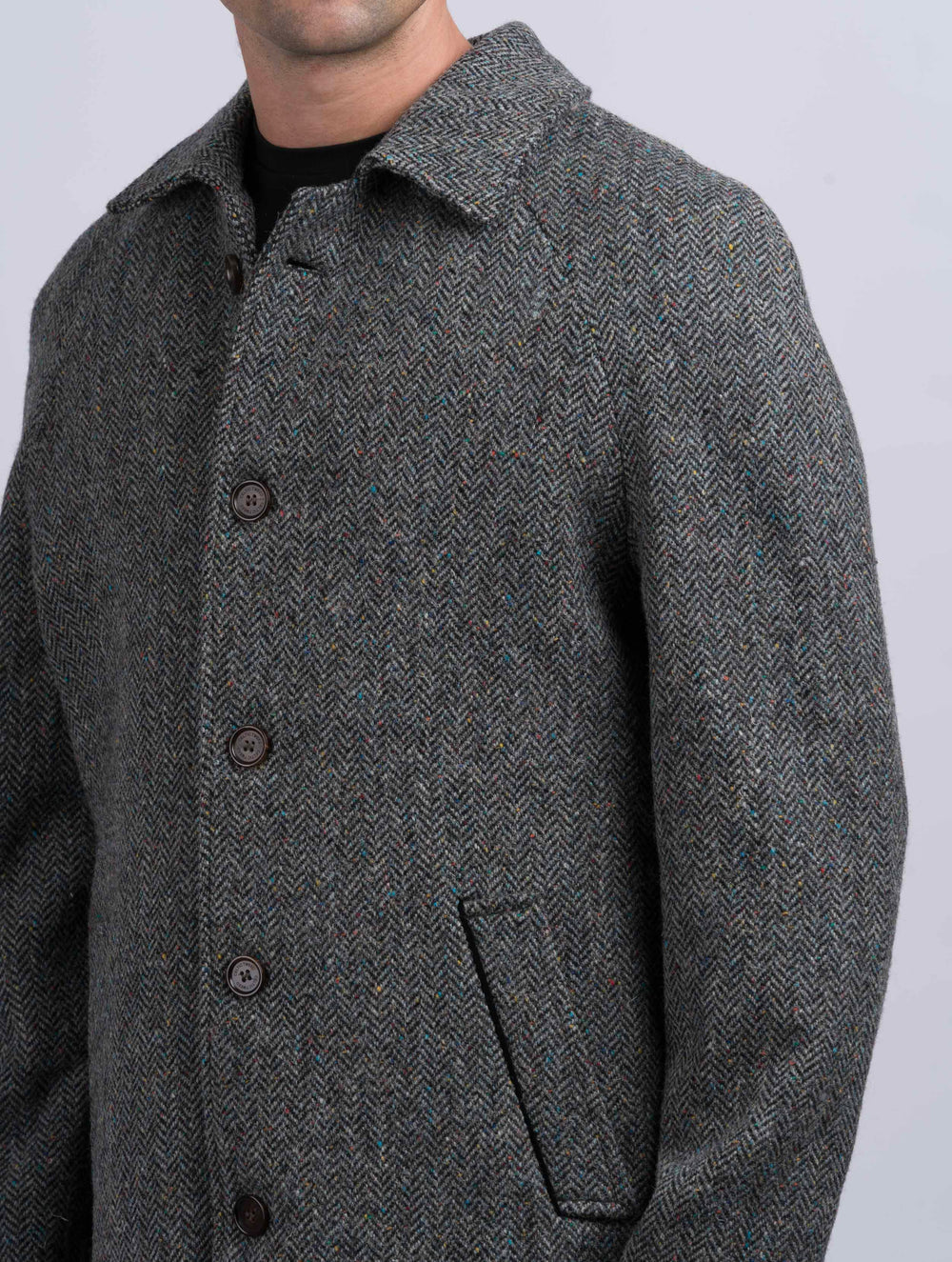 Men's Silver And Grey Raglan Overcoat