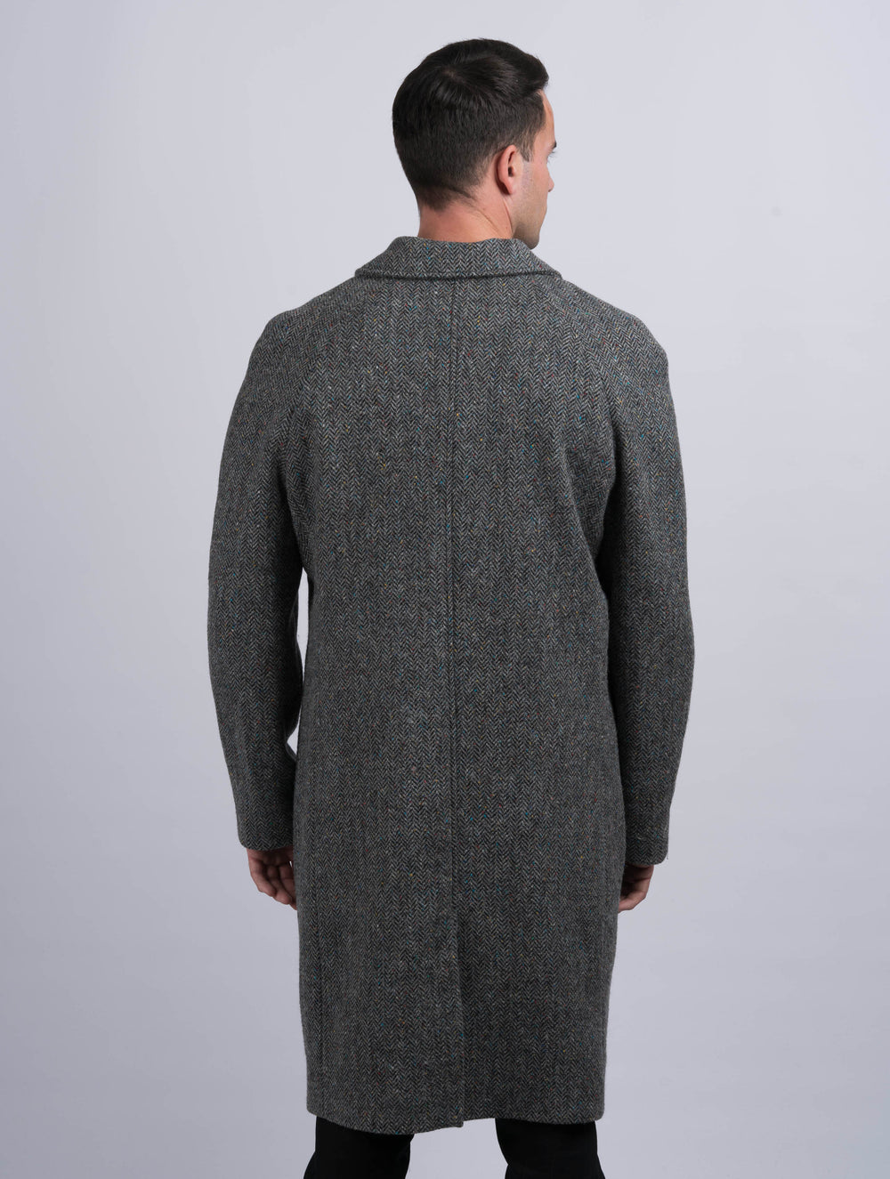 Men's Silver And Grey Raglan Overcoat