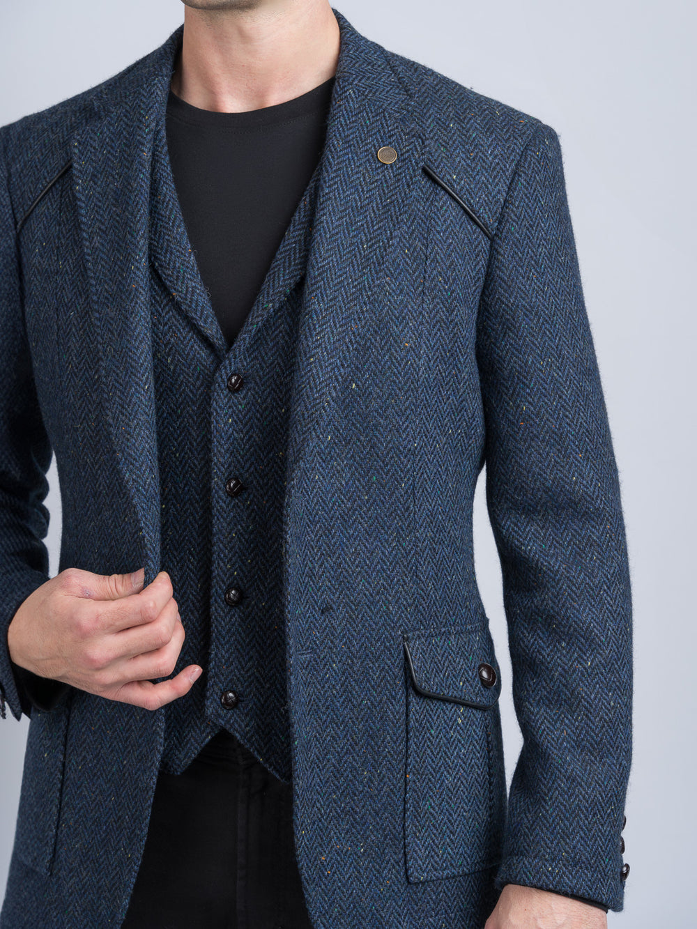 W.B Yeats Blue Slim Fit Jacket