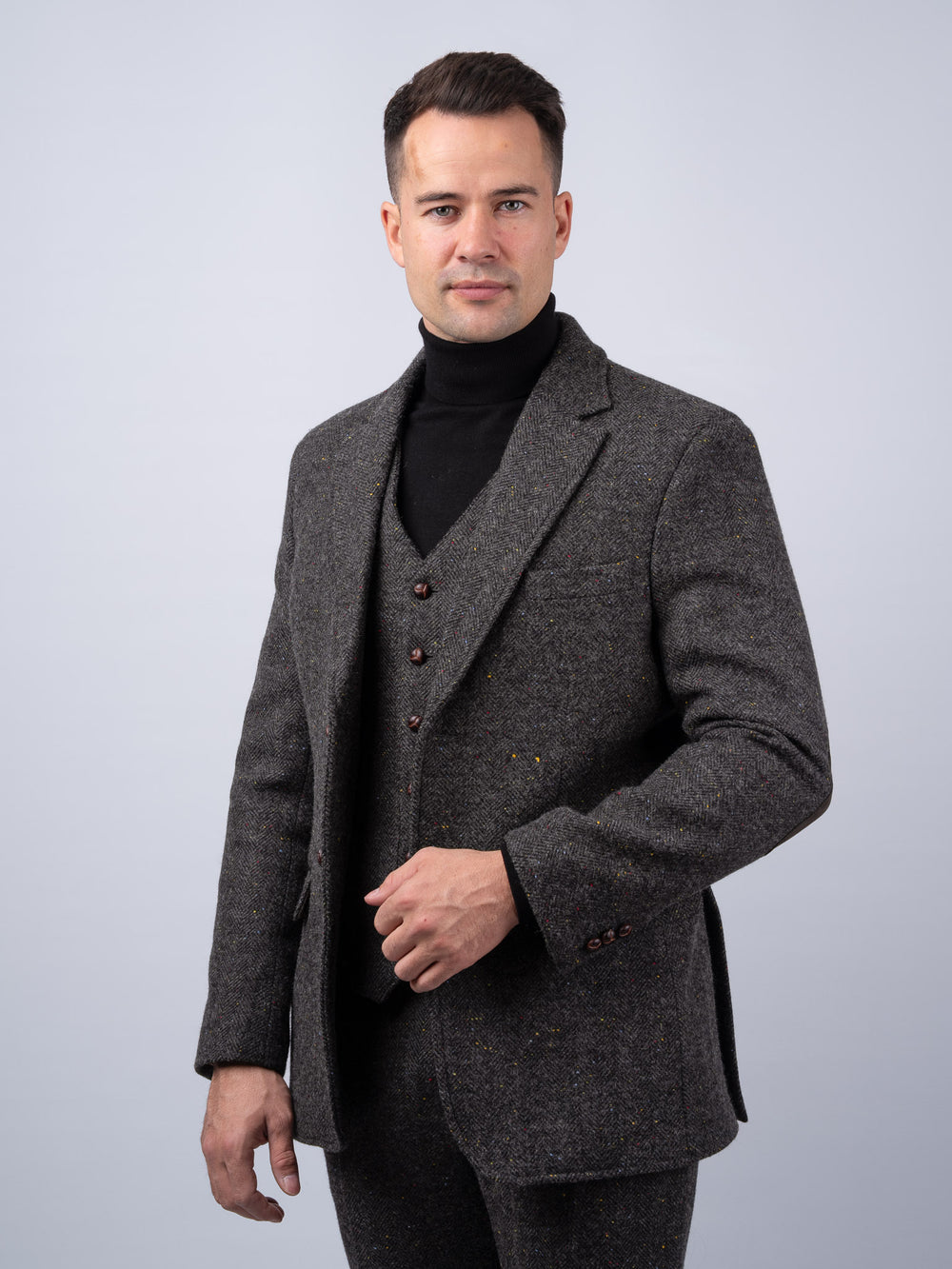 Smoke Herringbone Tweed Jacket with Moleskin Trim — Available to Preorder Now
