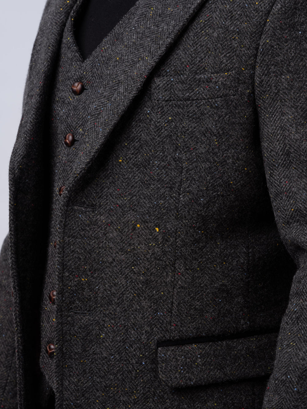 Smoke Herringbone Tweed Jacket with Moleskin Trim — Available to Preorder Now