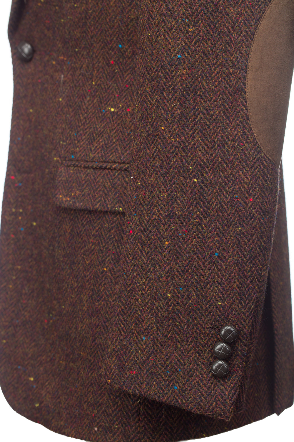 Braune Tweedjacke mit Fischgrätenmuster