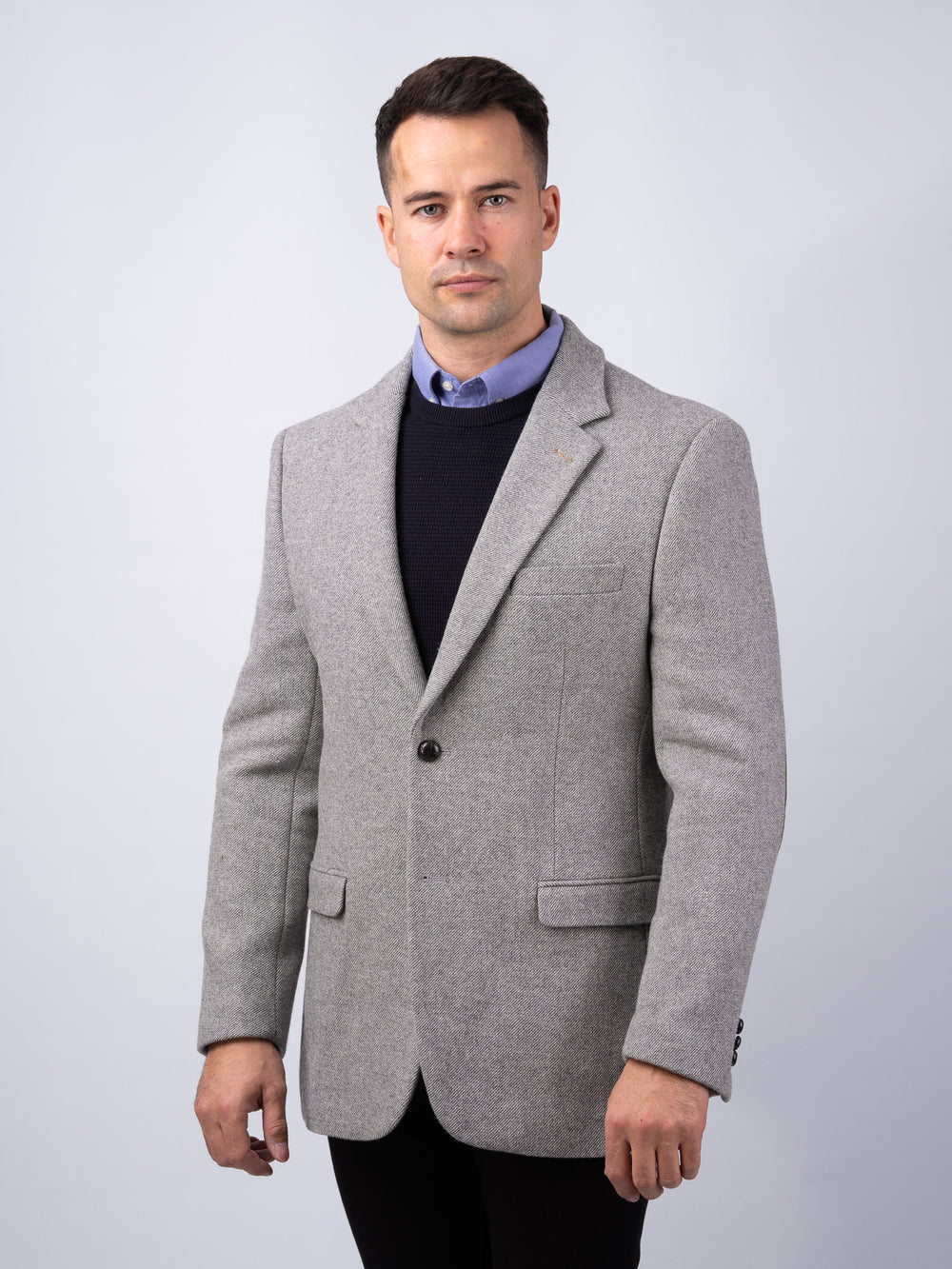 Muireann Light Grey Classic Fit Tweed Jacket and Blazer