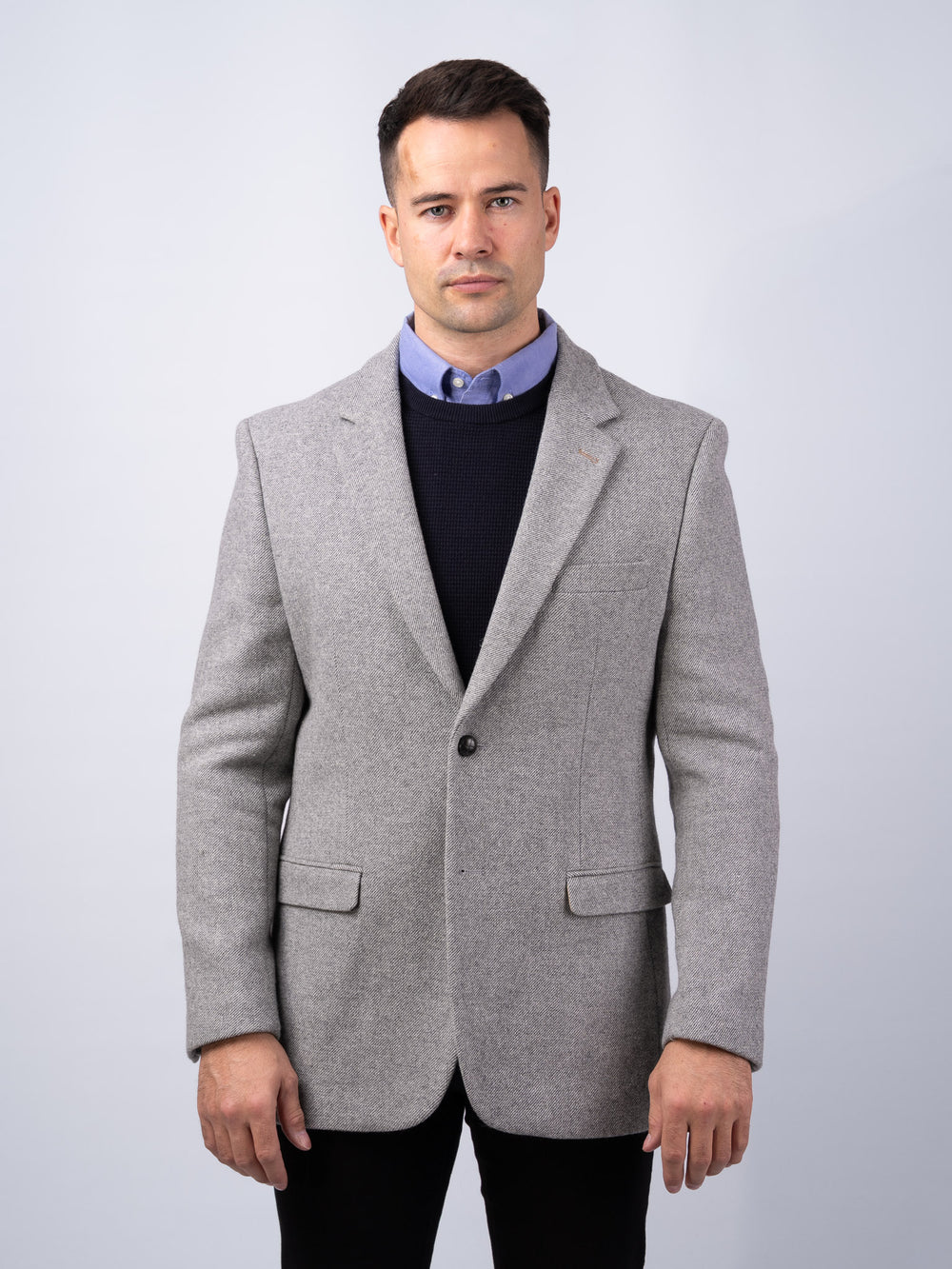 Muireann Light Grey Classic Fit Tweed Jacket and Blazer