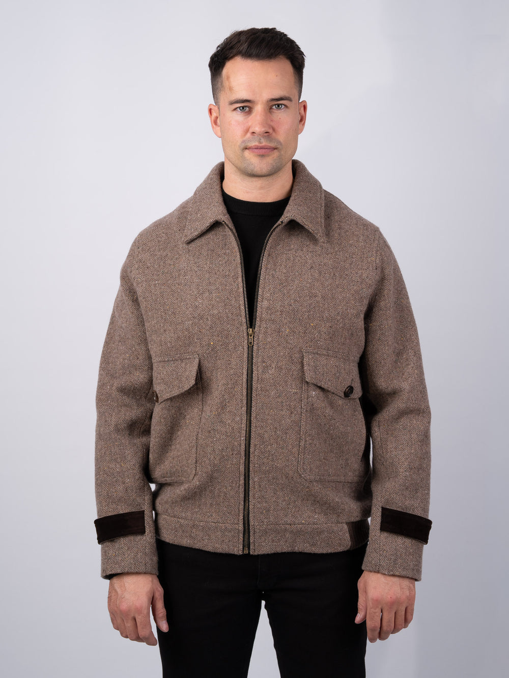 Men's Fawn Tweed Aviator Jacket