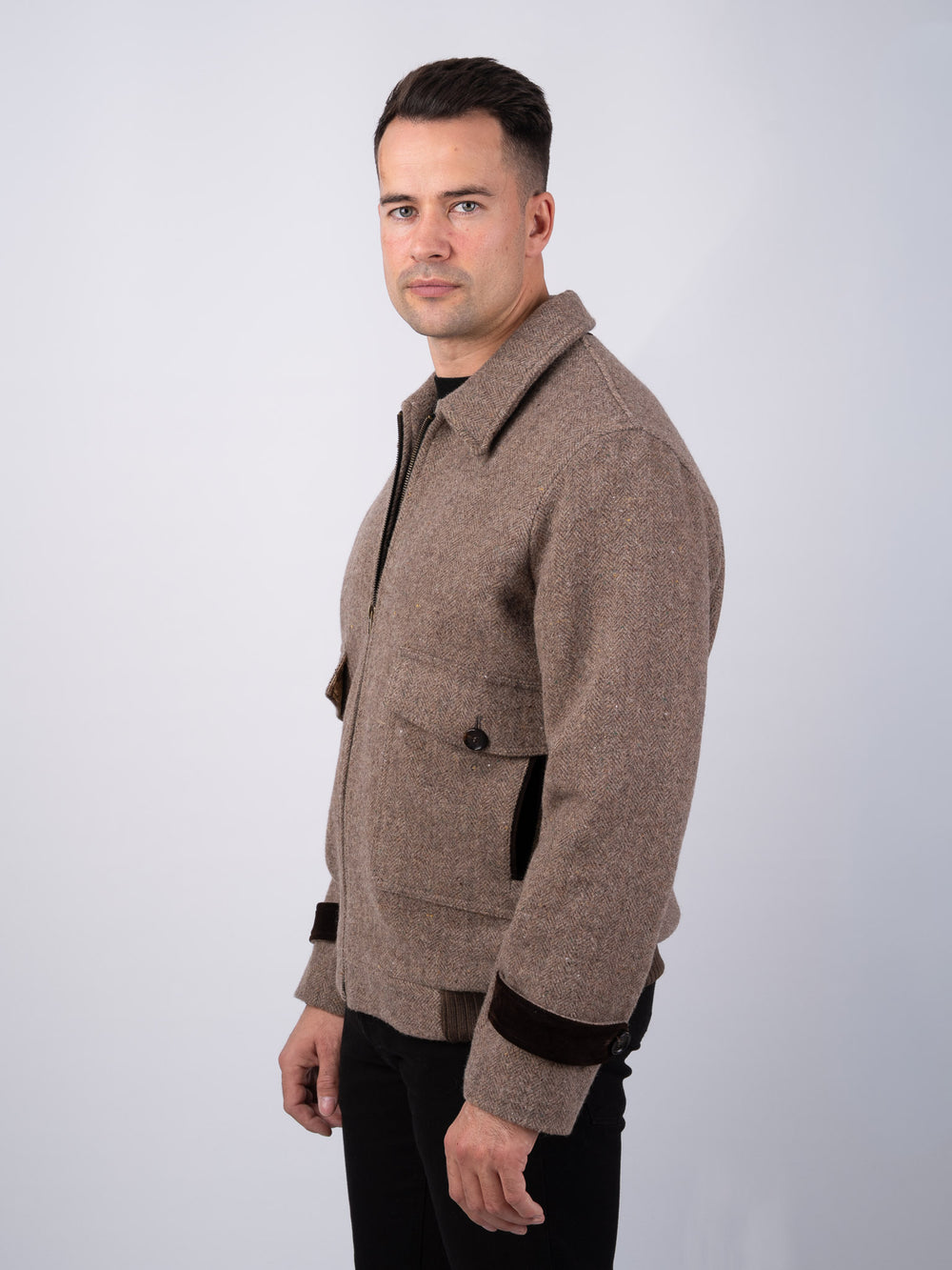 Men's Fawn Tweed Aviator Jacket