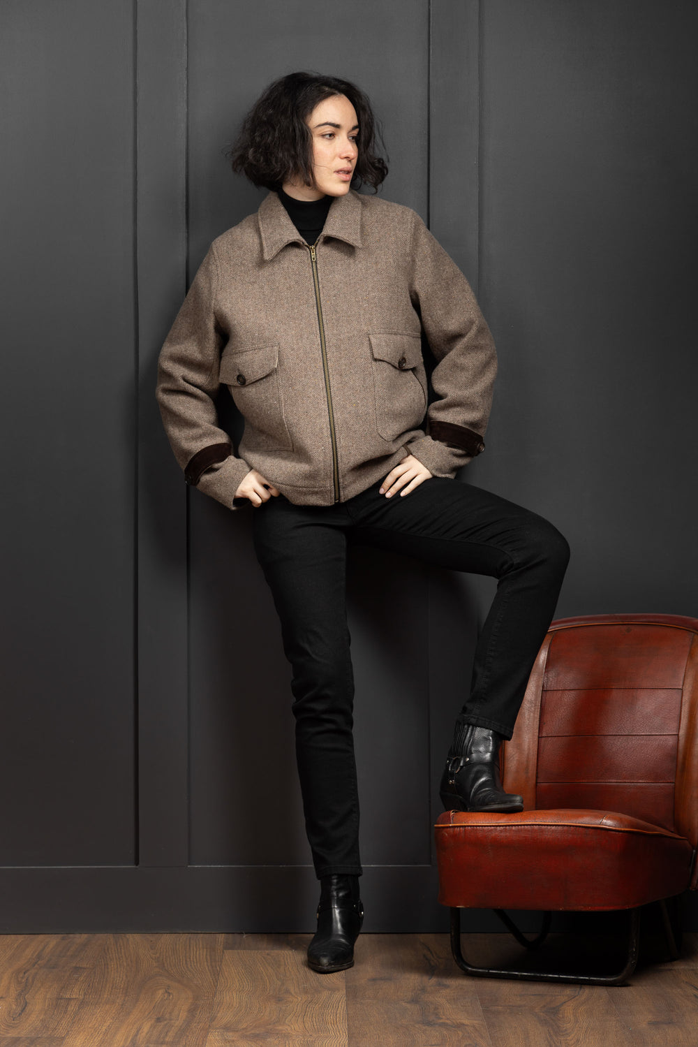 Women's Fawn Tweed Aviator Jacket