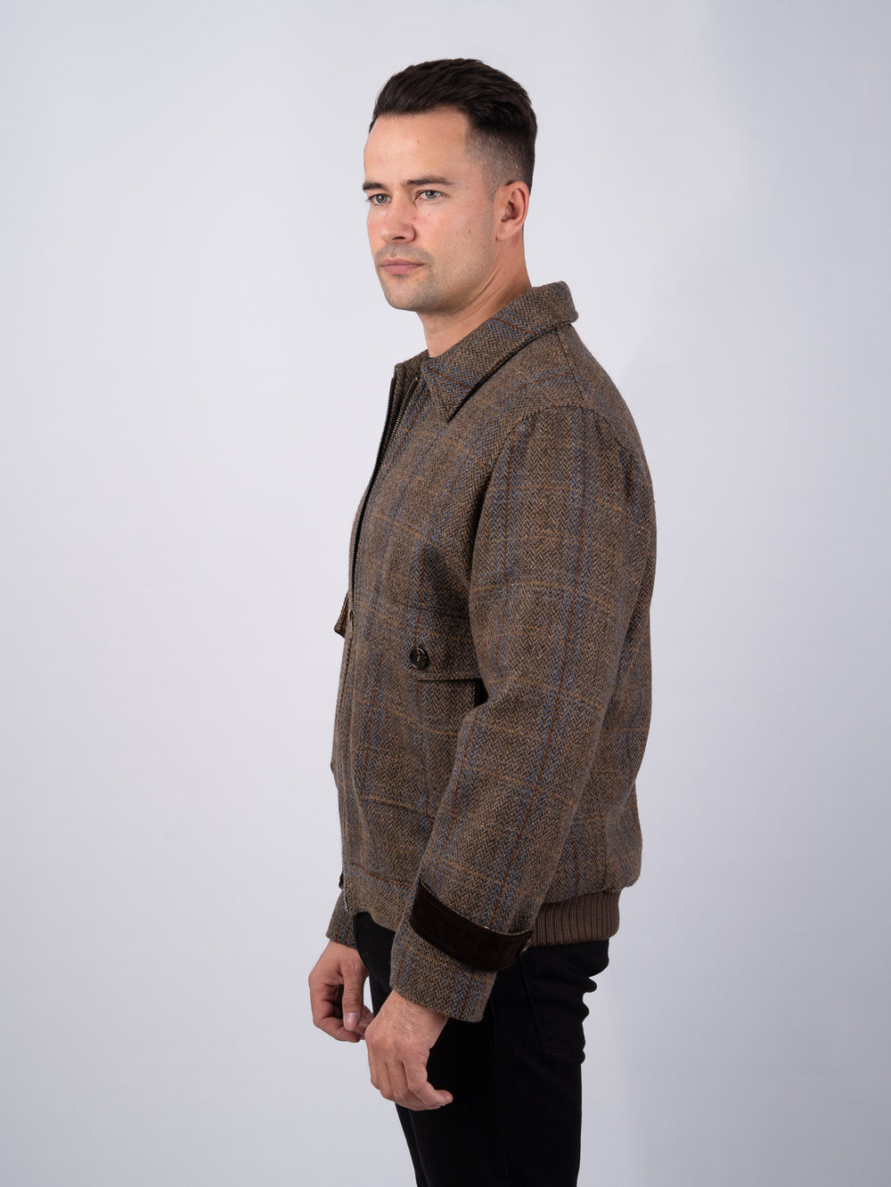 Men's Brown Hunting Tweed Aviator Jacket