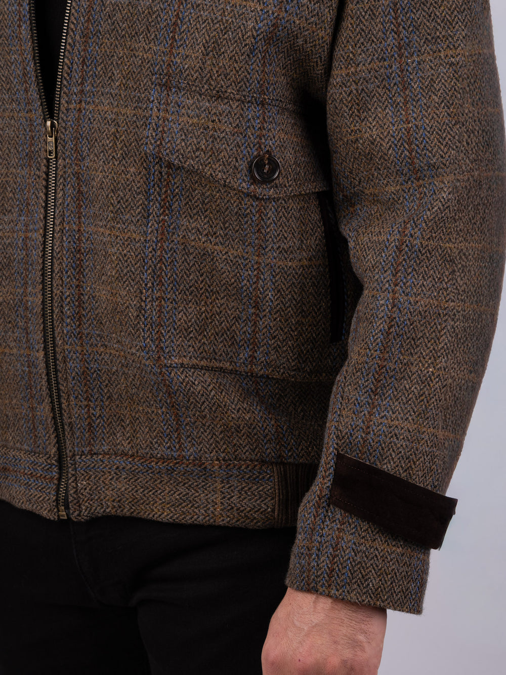Men's Brown Hunting Tweed Aviator Jacket