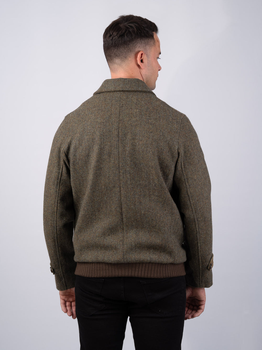 Moss Green Tweed Aviator Jacket