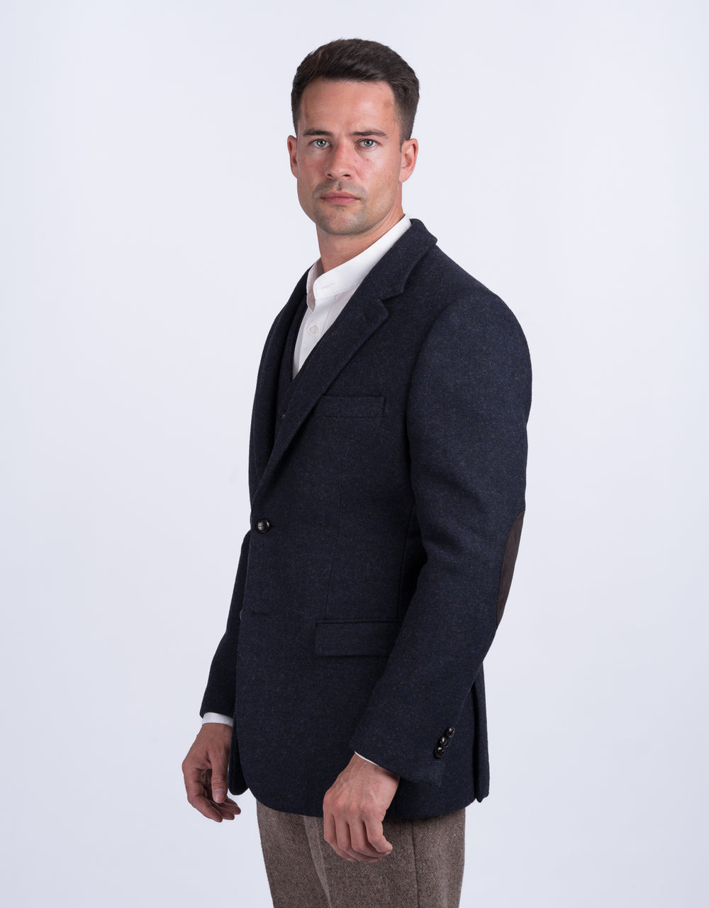 Veste et blazer en tweed coupe classique bleu marine foncé Ryan
